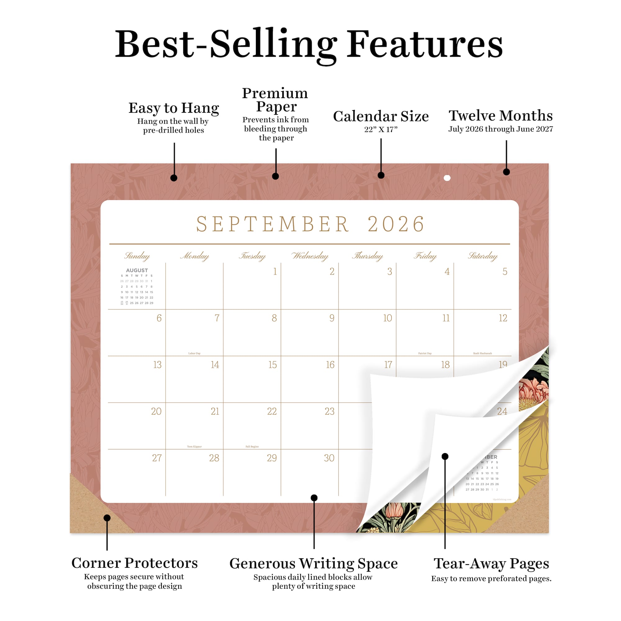 TF Publishing 2026-27 Artisan Legacy Desk Pad Monthly Blotter Calendar